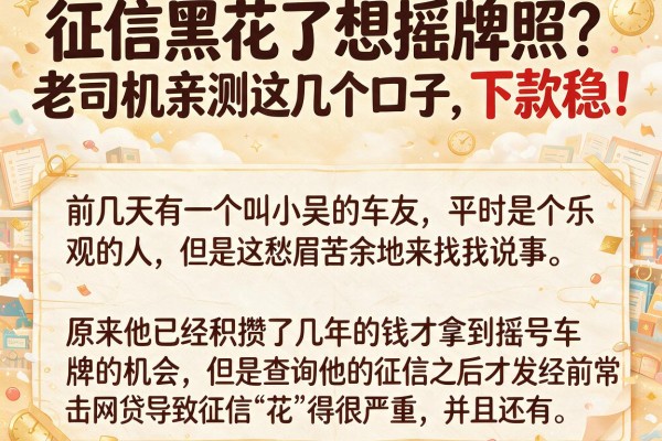 征信黑花了想摇牌照？老司机亲测这几个口子，下款稳！