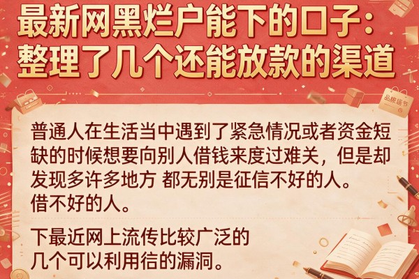 最新网黑烂户能下的口子：整理了几个还能放款的渠道