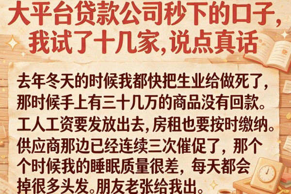 大平台贷款公司秒下的口子，我试了十几家，说点真话