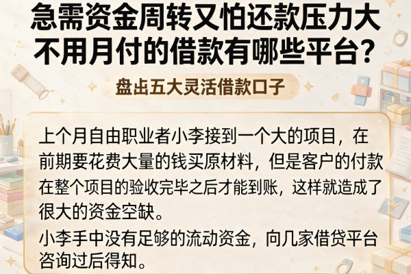 急需资金周转又怕还款压力大？不用月付的借款有哪些平台？盘点五大灵活借款口子