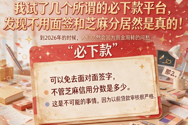 我试了几个所谓的必下款平台，发现不用面签和芝麻分居然是真的