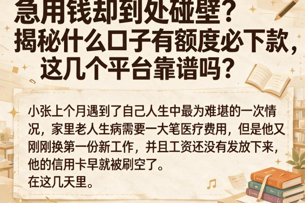 急用钱却到处碰壁？揭秘什么口子有额度必下款，这几个平台靠谱吗？