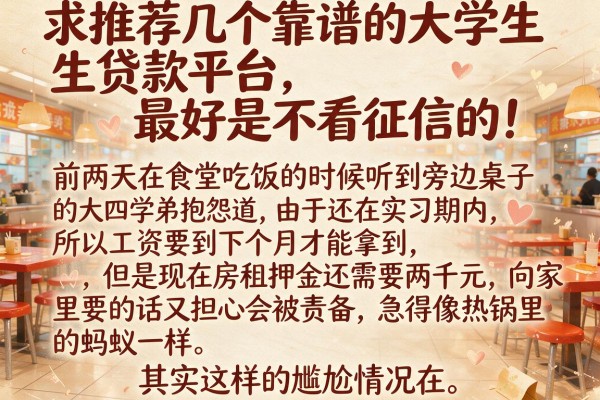 求推荐几个靠谱的大学生贷款平台，最好是不看征信的！