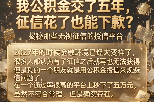 我公积金交了五年，征信花了也能下款？揭秘那些无视征信的授信平台