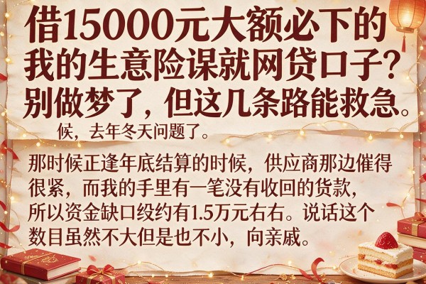 借15000元大额必下的网贷口子？别做梦了，但这几条路能救急