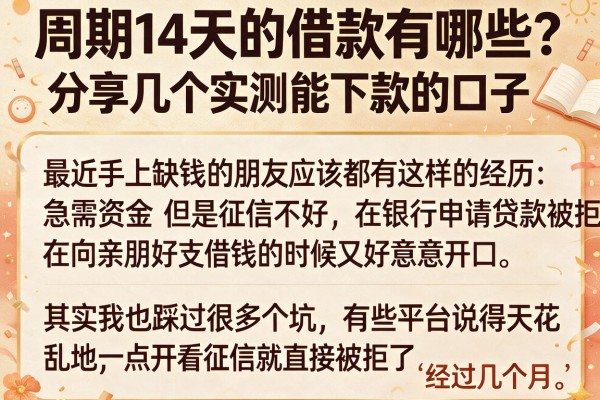 周期14天的借款有哪些？分享几个实测能下款的口子
