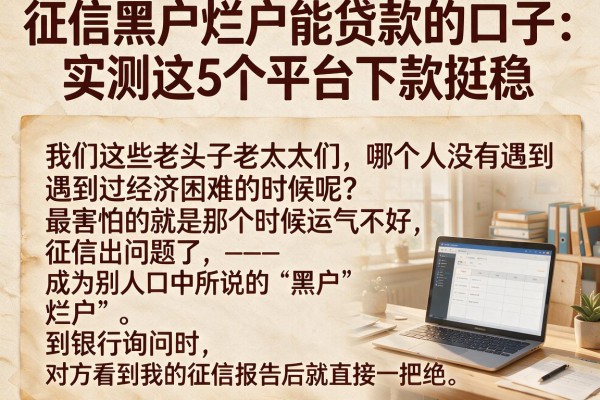 征信黑户烂户能贷款的口子：实测这5个平台下款挺稳