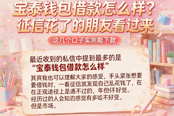 宝泰钱包借款怎么样？征信花了的朋友看过来，这几个口子实测能下款