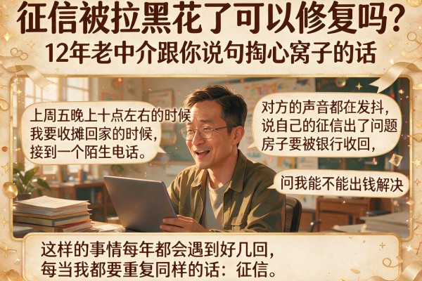 征信被拉黑花了可以修复吗？12年老中介跟你说句掏心窝子的话