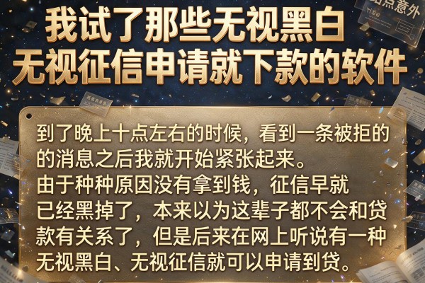 我试了那些无视黑白无视征信申请就下款的软件，结果有点意外