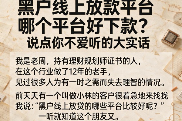 黑户线上放款平台哪个平台好下款？说点你不爱听的大实话