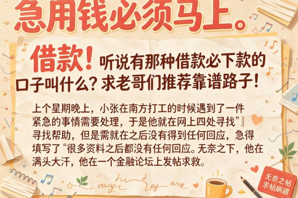 急用钱求助！听说有那种借款必下款的口子叫什么？求老哥们推荐靠谱路子！