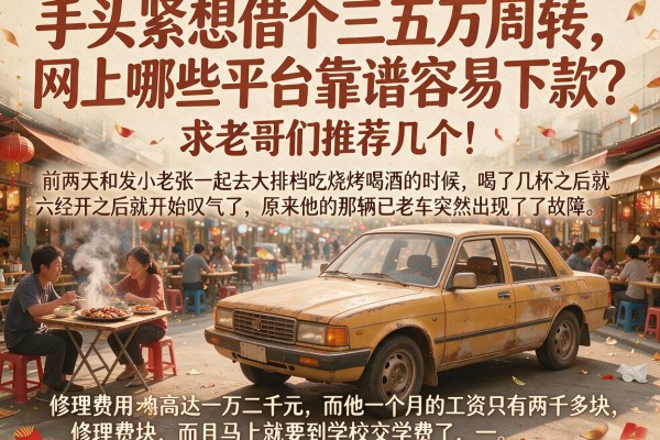 手头紧想借个三五万周转，网上哪些平台靠谱容易下款？求老哥们推荐几个!