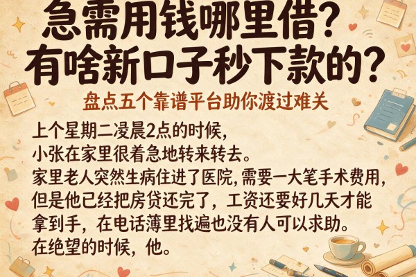 急需用钱哪里借？有啥新口子秒下款的？盘点五个靠谱平台助你渡过难关