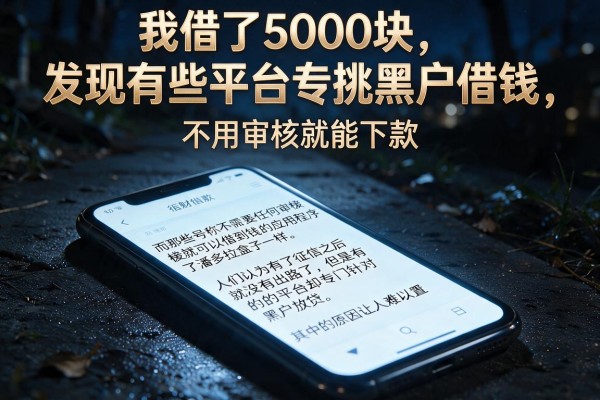 我借了5000块，发现有些平台专挑黑户借钱，不用审核就能下款