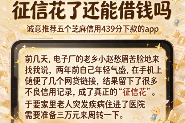 征信花了还能借钱吗，诚意推荐五个芝麻信用439分下款的app