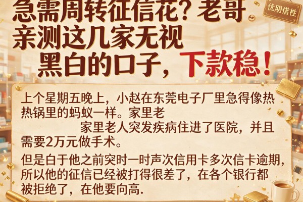 急需周转征信花？老哥亲测这几家无视黑白的口子，下款稳！
