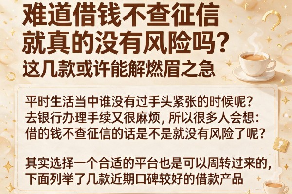 难道借钱不查征信就真的没有风险吗？这几款或许能解燃眉之急