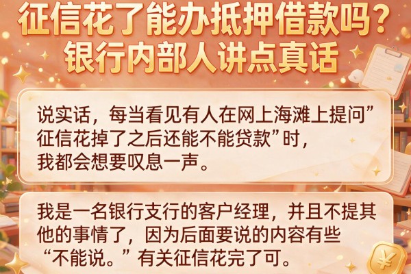征信花了能办抵押借款吗？银行内部人讲点真话