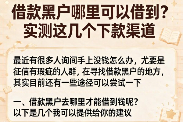 借款黑户哪里可以借到？实测这几个下款渠道