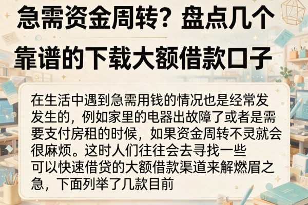 急需资金周转？盘点几个靠谱的下载大额借款口子