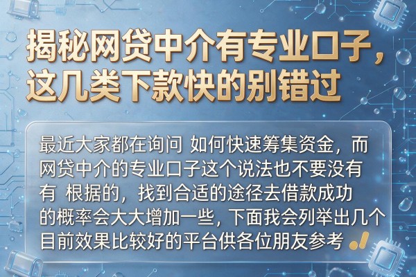 揭秘网贷中介有专业口子，这几类下款快的别错过