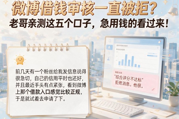 微博借钱审核一直被拒？老哥亲测这五个口子，急用钱的看过来！
