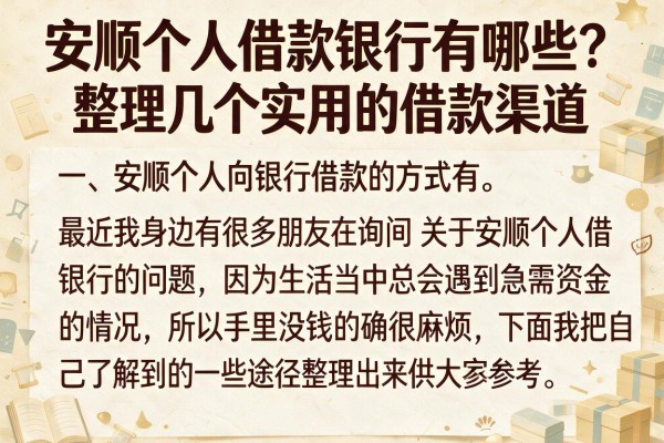安顺个人借款银行有哪些？整理几个实用的借款渠道