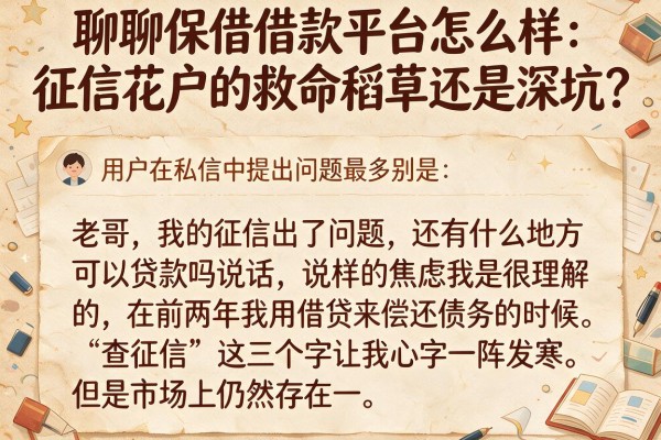 聊聊保借借款平台怎么样：征信花户的救命稻草还是深坑？