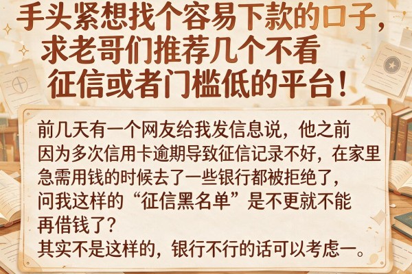 手头紧想找个容易下款的口子，求老哥们推荐几个不看征信或者门槛低的平台！_1
