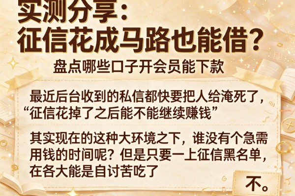 实测分享：征信花成马路也能借？盘点哪些口子开会员能下款