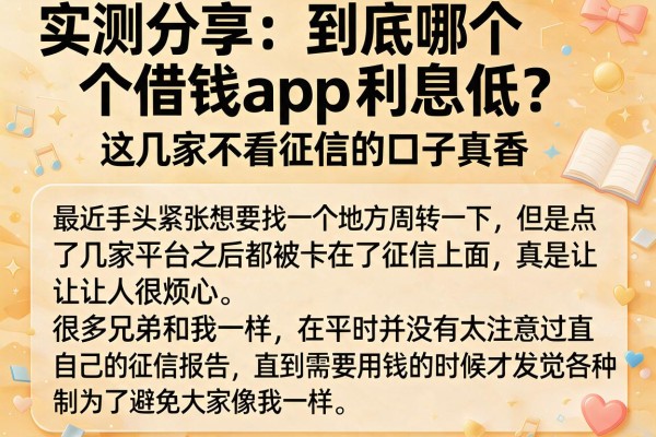 实测分享：到底哪个借钱app利息低？这几家不看征信的口子真香