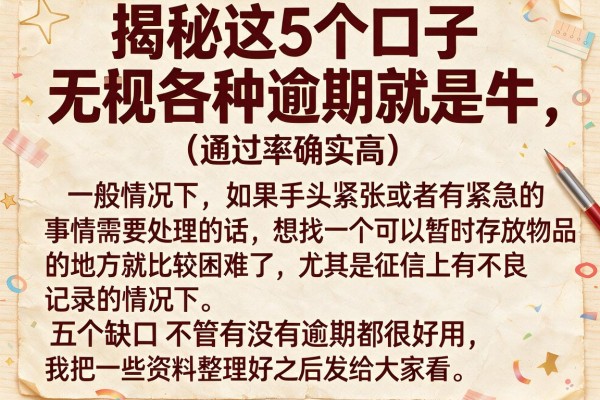揭秘这5个口子无视各种逾期就是牛，通过率确实高