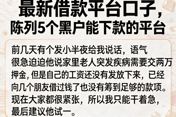 最新借款平台口子，陈列5个黑户能下款的平台