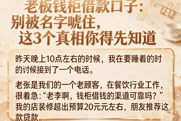 老板钱柜借款口子：别被名字唬住，这3个真相你得先知道