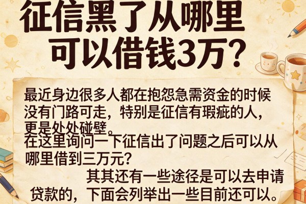 征信黑了从哪里可以借钱3万？整理了几个还能下款的渠道