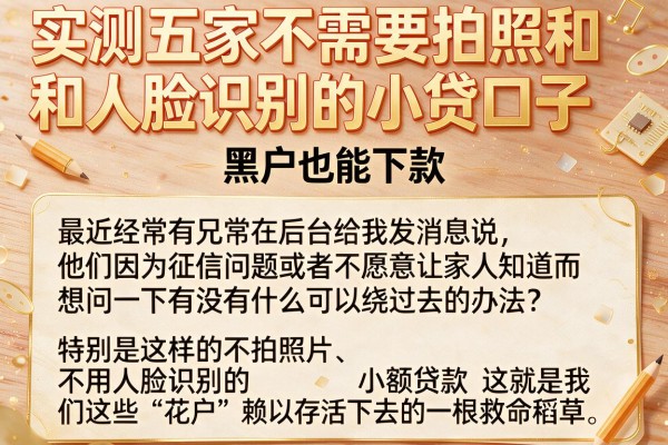 实测五家不需要拍照和人脸识别的小贷口子，黑户也能下款