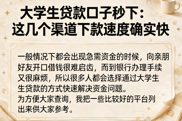 大学生贷款口子秒下：这几个渠道下款速度确实快