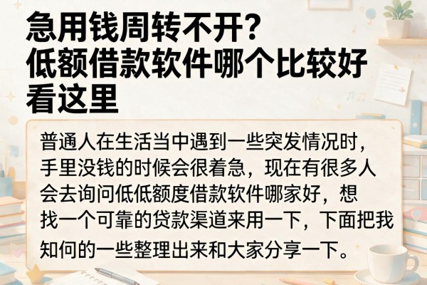 急用钱周转不开？低额借款软件哪个比较好看这里