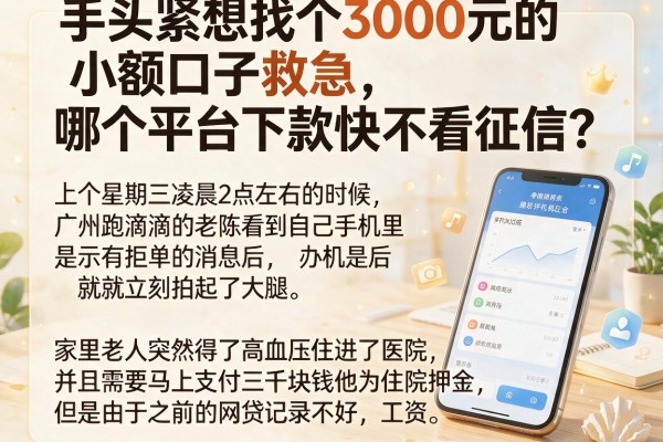 手头紧想找个3000元的小额口子救急，哪个平台下款快不看征信？