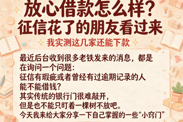放心借款怎么样？征信花了的朋友看过来，我实测这几家还能下款