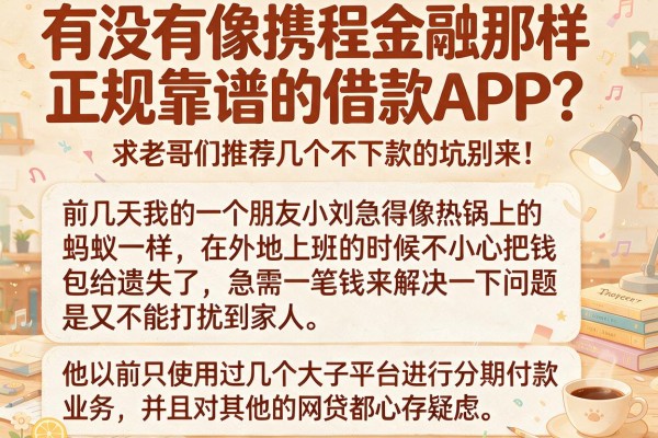 有没有像携程金融那样正规靠谱的借款APP？求老哥们推荐几个不下款的坑别来！