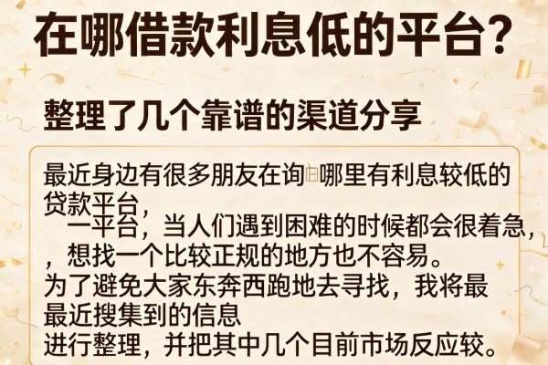 在哪借款利息低的平台?整理了几个靠谱的渠道分享