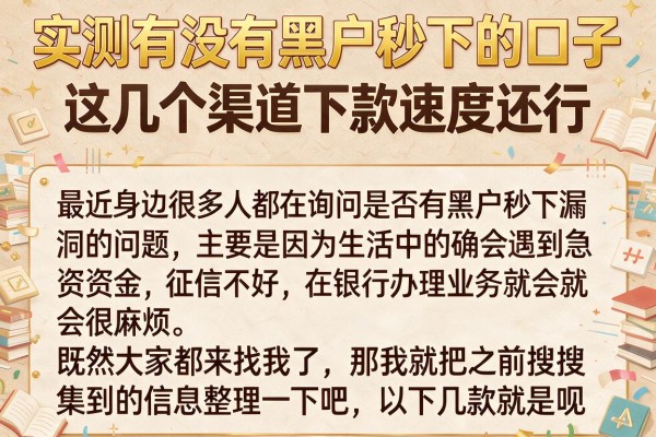 实测有没有黑户秒下的口子，这几个渠道下款速度还行