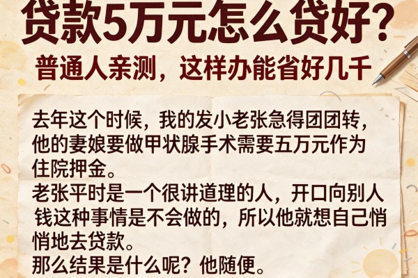 贷款5万元怎么贷好？普通人亲测，这样办能省好几千