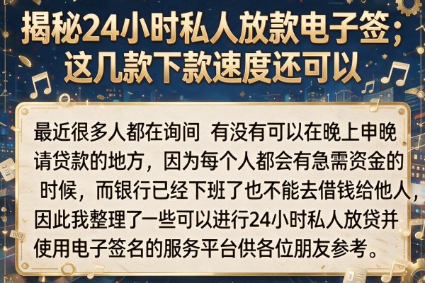 揭秘24小时私人放款电子签，这几款下款速度还可以