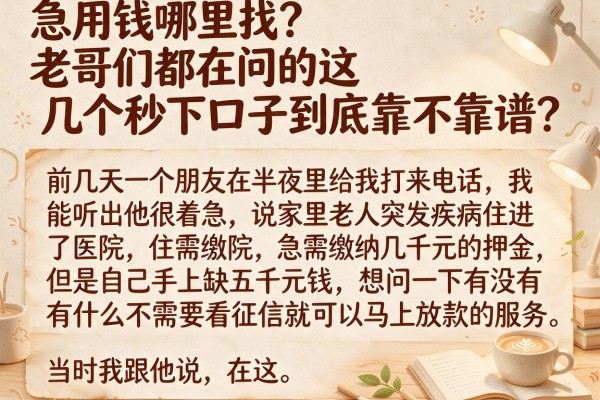 急用钱哪里找？老哥们都在问的这几个秒下口子到底靠不靠谱？