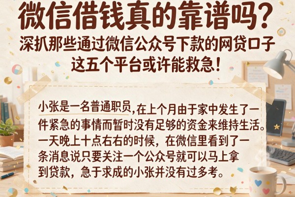 微信借钱真的靠谱吗？深扒那些通过微信公众号下款的网贷口子，这五个平台或许能救急！