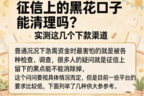 征信上的黑花口子能清理吗？实测这几个下款渠道
