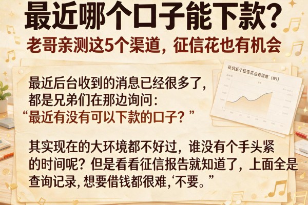 最近哪个口子能下款?老哥亲测这5个渠道,征信花也有机会